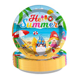 50 Pcs Summer Gnome Party Paper Plates - Grencian