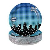 50 Pcs Super Hero Cityscape Party Paper Plates - Grencian