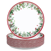 50 Pcs Xmas Holly Leaf Berries Party Paper Plates - Grencian