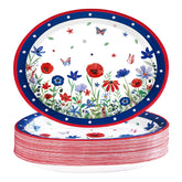 50Pcs 4th of July Flower Oval Paper Plates - Grencian