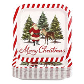 50Pcs 9 Inch Santa Claus Trees Square Paper Plates - Grencian