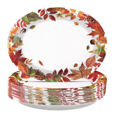 50Pcs Autumn Leaves Oval Paper Plates - Grencian