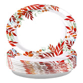 50Pcs Autumn Maple Leaves Oval Paper Plates - Grencian