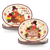50Pcs Autumn Turkey Oval Paper Plates - Grencian