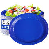 50Pcs Blue Oval Paper Plates - Grencian