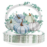 50Pcs Blue and White Pumpkin Oval Paper Plates - Grencian