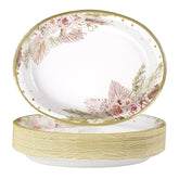 50Pcs Boho Oval Paper Plates - Grencian