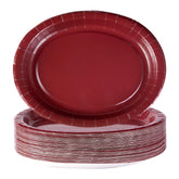 50Pcs Burgundy Oval Paper Plates - Grencian