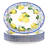 50Pcs Capri Lemon Oval Paper Plates - Grencian