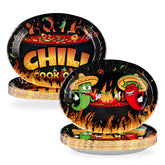 50Pcs Chili Cook Off Oval Paper Plates - Grencian