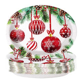 50Pcs Christmas Ball Oval Paper Plates - Grencian