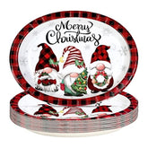 50Pcs Christmas Gnomes Oval Paper Plates - Grencian