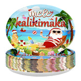 50Pcs Christmas Hawaiian Vacation Oval Paper Plates - Grencian