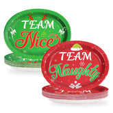 50Pcs Christmas Oval Paper Plates Team Naughty - Grencian
