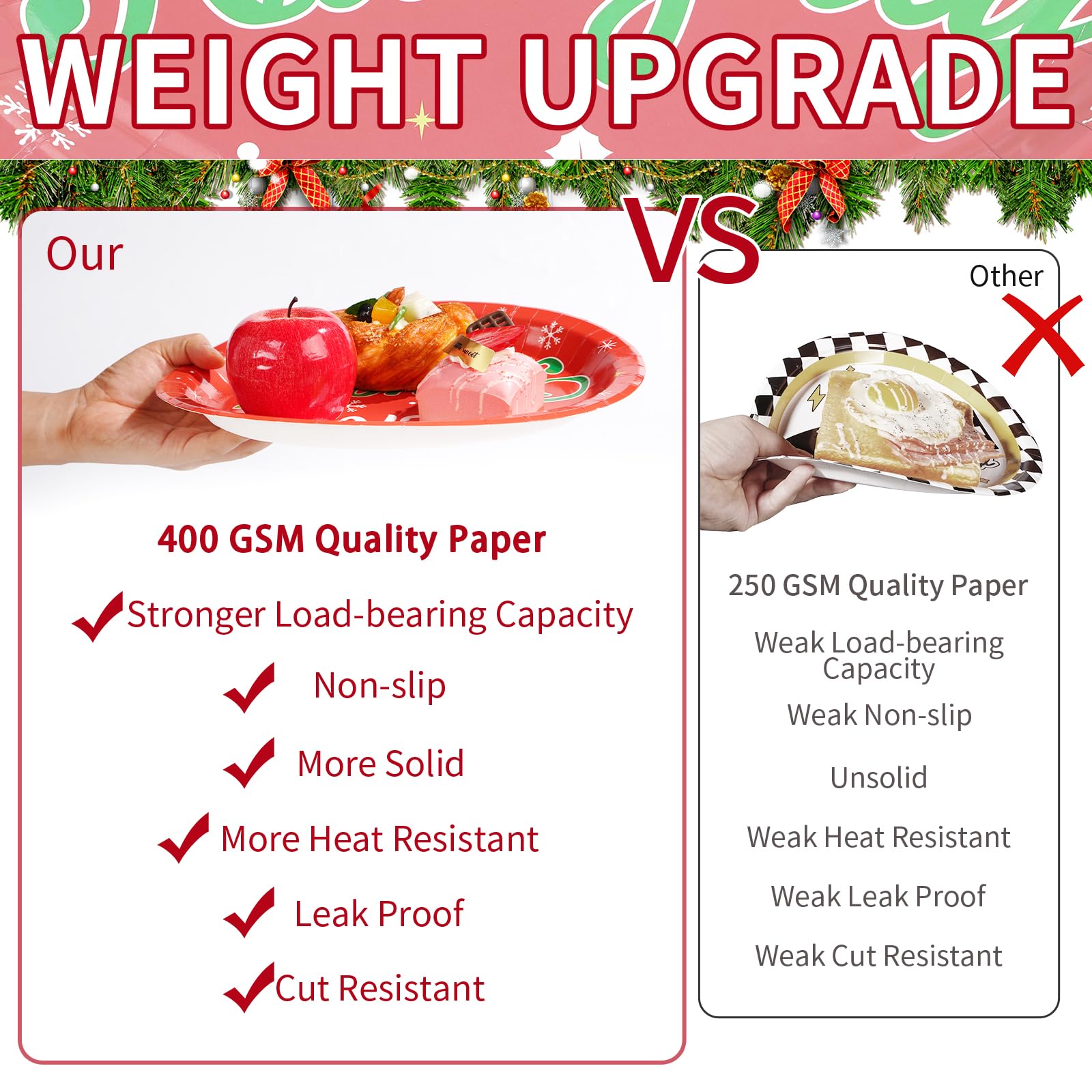 50Pcs Christmas Oval Paper Plates Team Naughty - Grencian 50Pcs Christmas Oval Paper Plates Team Naughty - Grencian