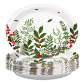 50Pcs Christmas Plant Oval Paper Plates - Grencian