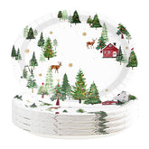 50Pcs Christmas Road Oval Paper Plates - Grencian