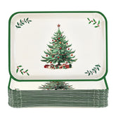 50Pcs Christmas Tree Rectangular Paper Platters - Grencian