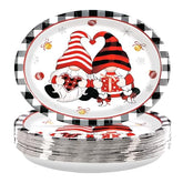 50Pcs Christmas Two Gnomes Oval Paper Plates - Grencian
