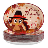 50Pcs Cute Turkey Oval Paper Plates - Grencian