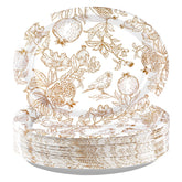 50Pcs Fall Brown Pomegranate Oval Paper Plates - Grencian