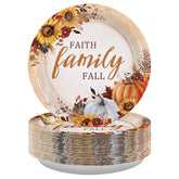 50 Pcs Fall Faith Family Party Paper Plates - Grencian
