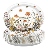 50Pcs Fall Flowers Oval Paper Plates - Grencian
