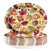 50Pcs Fall Leaves Pumpkin Oval Paper Plates - Grencian