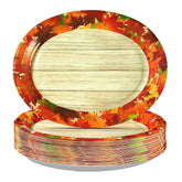 50Pcs Fall Maple Leaves Oval Paper Plates - Grencian