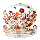 50Pcs Fall Red Wildflower Oval Paper Plates - Grencian