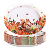50Pcs Fall Squireel Oval Paper Plates - Grencian