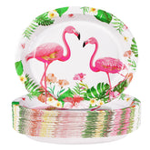 50Pcs Flamingo Oval Paper Plates - Grencian