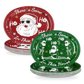 50Pcs Funny Red Green Christmas Oval Paper Plates - Grencian