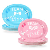 50Pcs Gender Reveal Oval Paper Plates - Grencian