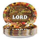 50Pcs Give Thanks to the Lord Oval Paper Plates - Grencian