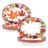 50Pcs Maple Leaves Oval Paper Plates - Grencian