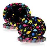 50Pcs Neon Glow Oval Paper Plates - Grencian