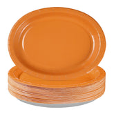 50Pcs Orange Oval Paper Plates - Grencian