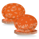 50Pcs Orange Pumpkin Oval Paper Plates - Grencian