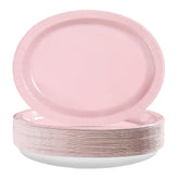 50Pcs Pink Oval Paper Plates - Grencian