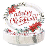 50Pcs Poinsettia Flower Oval Paper Plates - Grencian
