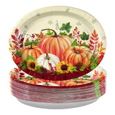 50Pcs Pumpkin Sunflower Oval Paper Plates - Grencian