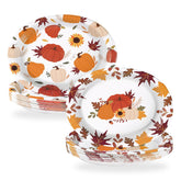 50Pcs Pumpkin and Maple Oval Paper Plates - Grencian