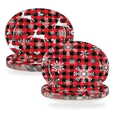 50Pcs Snowflake Red Plaid Oval Paper Plates - Grencian