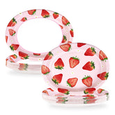 50Pcs Strawberry Oval Paper Plates - Grencian
