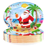 50Pcs Summer Christmas Oval Paper Plates - Grencian