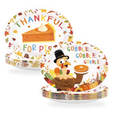 50Pcs Thankful for Pie Oval Paper Plates - Grencian