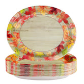50Pcs Thanksgiving Autumn Oval Paper Plates - Grencian