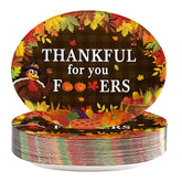50Pcs Thanksgiving Harvest Oval Paper Plates - Grencian