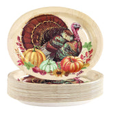 50Pcs Turkey Pumpkin Oval Paper Plates - Grencian